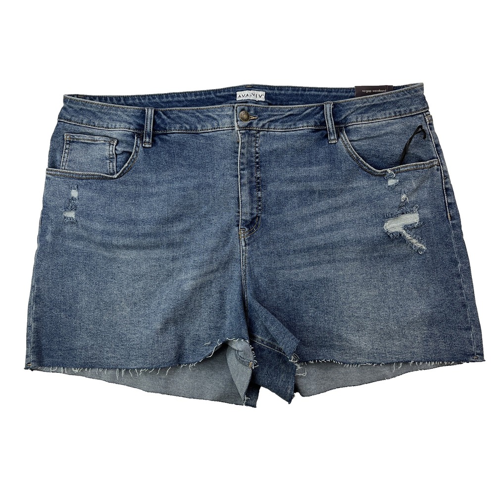 Ava & Viv Womens‎ Plus Size 26W High-Rise Midi Jean Raw Hem Denim Shorts NEW NWT